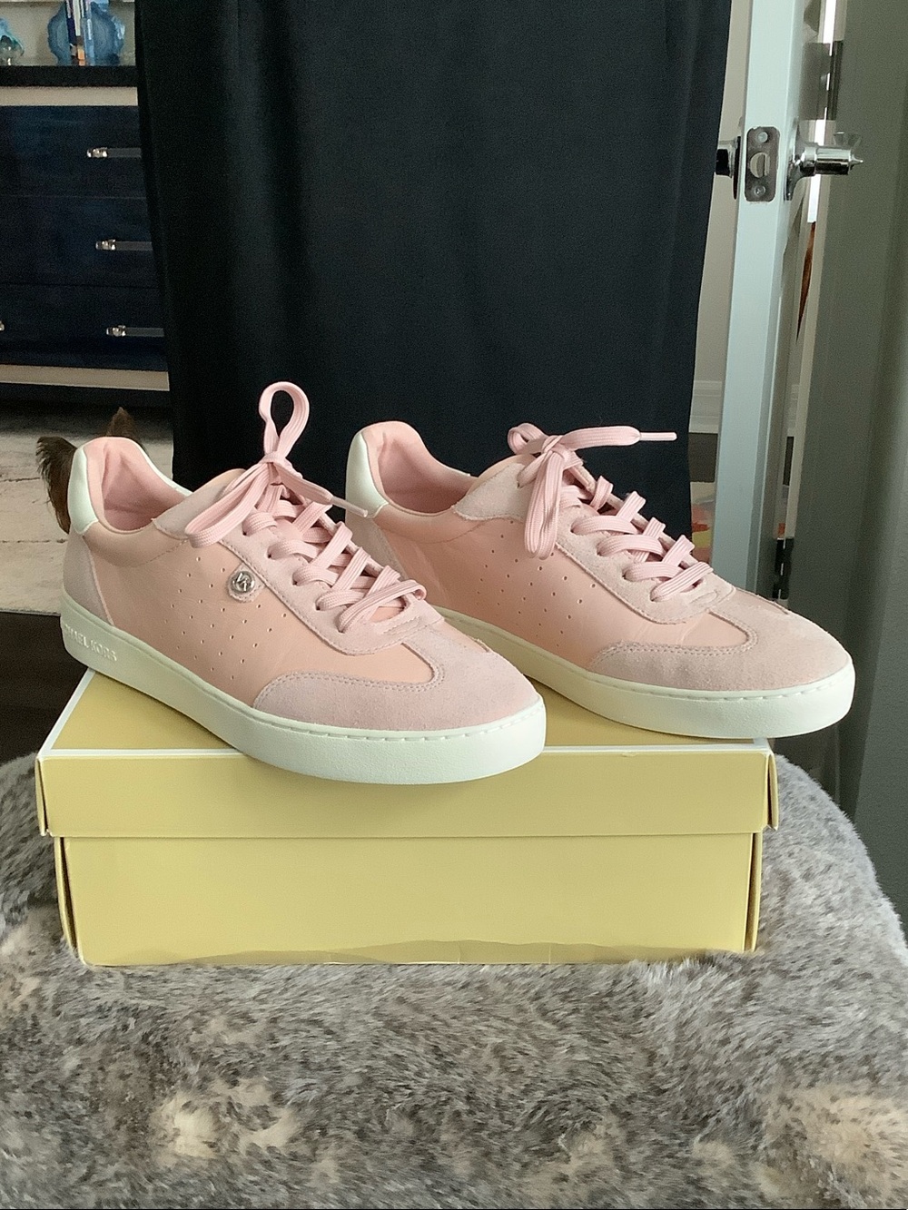 Michael Kors Blush Pink Leather & Suede Low-Top Lace-Up Sneakers